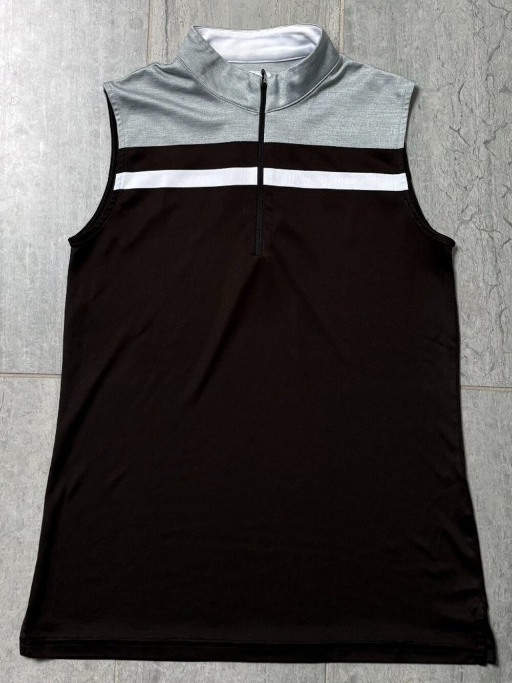 Foot Joy 1/4 Zip Golf Sleeveless Shirt White Black Gray Size Small